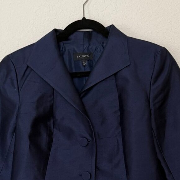Talbots Blazer Silk/ Wool Navy Blue Blazer Lined Long Sleeve size 6 - Picture 2 of 11